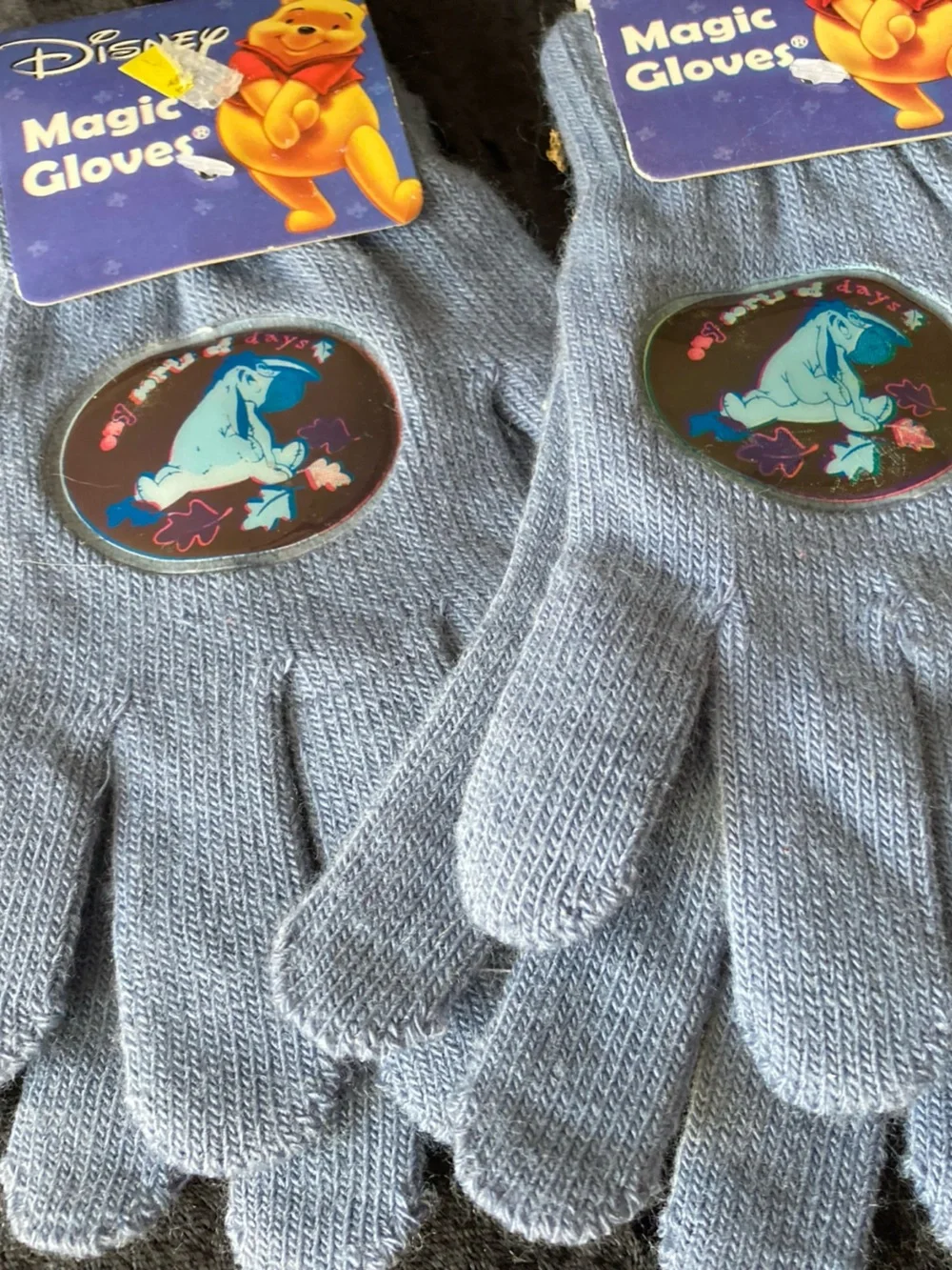 Disney Eeyore Magic Gloves Light Blue 2 Pair Vintage